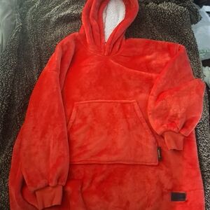 Cozy Red Hooded Blanket Sweatshirt